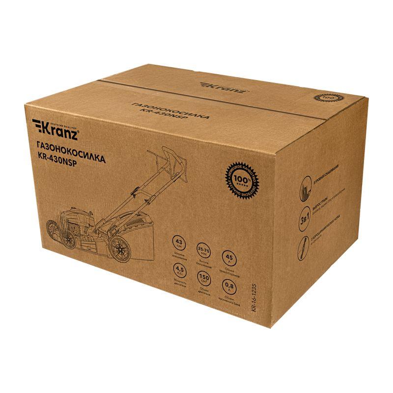  Газонокосилка бензиновая KR-430NSP несамоходная 150куб.см 43см Kranz KR-16-1235 фото в каталоге от BTSprom.by