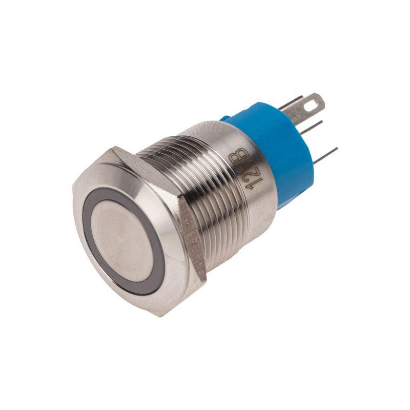кнопка антивандальная d19 12в фикс (5с) on-off/off-on подсв/син. rexant 36-3421 от BTSprom.by