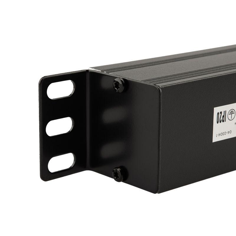  Блок распределения питания PDU 8 розеток C13 10А без выкл. вилка C14 горизонт. шнур 2м корпус алюм. Rexant 04-0304-1 фото в каталоге от BTSprom.by