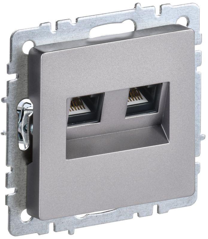 розетка компьютерная двойн. сп rj45 кат.5e brite рк10-2-брс механизм сталь iek br-k20-1-k46 от BTSprom.by