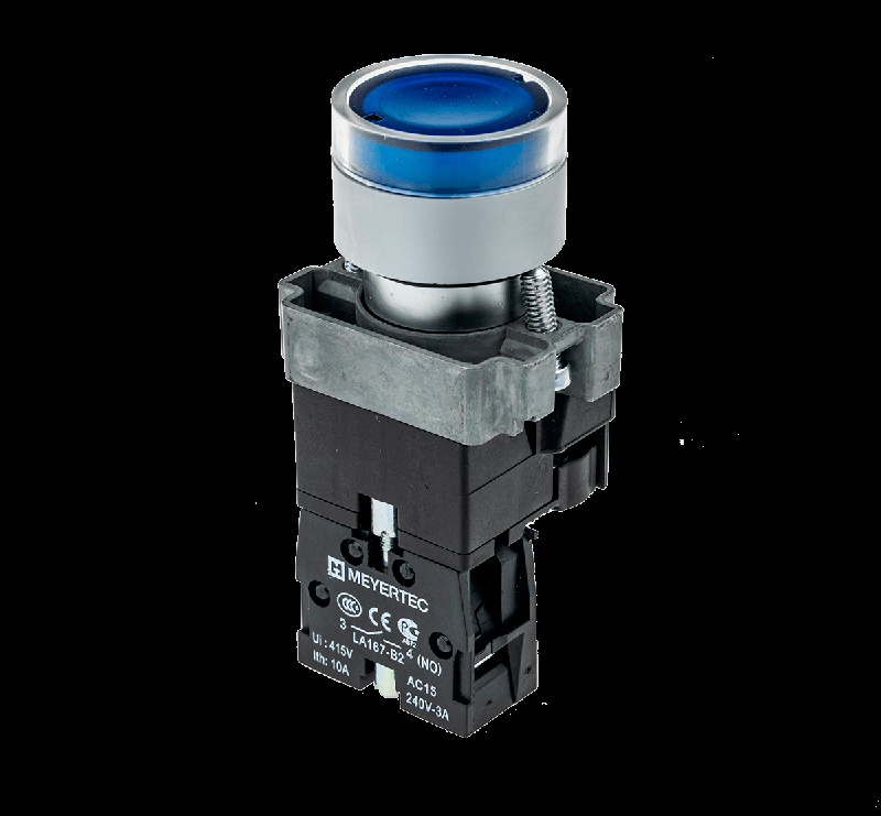 кнопка с led подсветкой син. 220в ac/dc 1no метал. mtb2-bw3663 овен 58208 от BTSprom.by