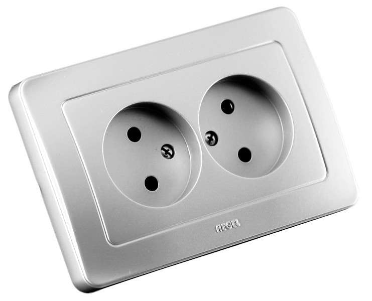 розетка 2-м сп мастер 16а 250в защ. шторки серебр. hegel рс16-342-06 от BTSprom.by