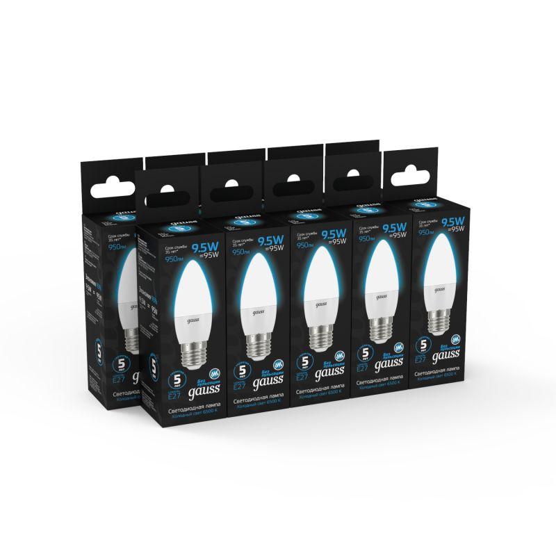 Лампа светодиодная Black 9.5Вт свеча 6500К холод. бел. E27 950лм GAUSS 103102310 фото в каталоге от BTSprom.by