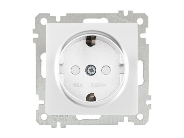 розетка 1-ая (скрытая, с/з, шторки) белая, elitra, mutlusan (16 a, 250 v, ip 20) 2270 605 0201 от BTSprom.by
