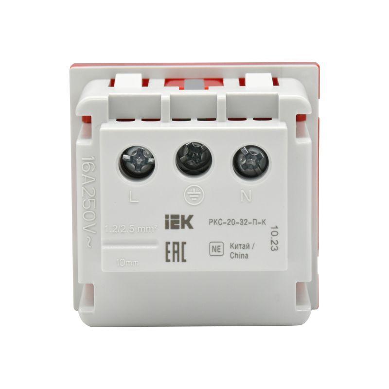  Розетка PRIMER с заземл. защ. шторки винт. зажим РКС-20-32-П-К красн. IEK PR-KK40D-RSZH-2-2-K04 фото в каталоге от BTSprom.by
