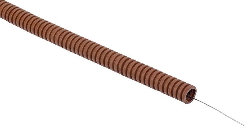 труба гофрированная пвх d20мм с протяжкой дуб (уп.100м) elasta iek et-tg21-121-020-100-k24 от BTSprom.by