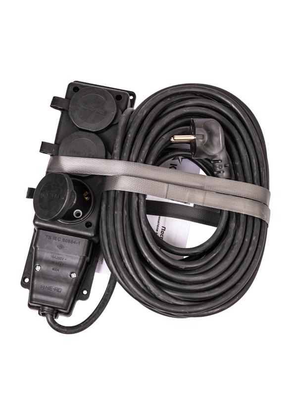 удлинитель на каучуковой колодке 3х15м 16а ip44 250в 4квт каучук кг 3х2.5 черн. ухз16 россия космос yksm15m-3g(16a)kg-b от BTSprom.by