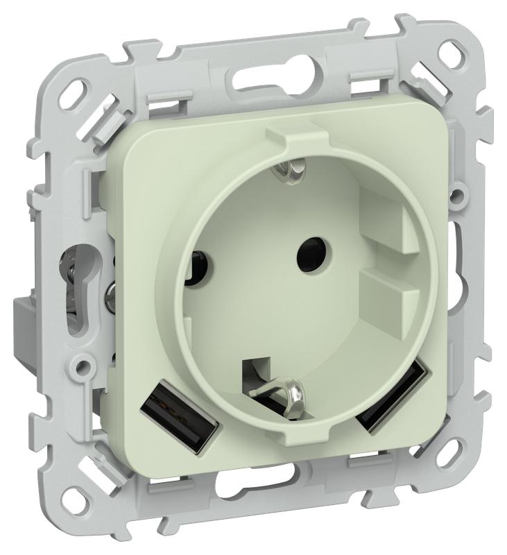 розетка 1-м сп flite рсюша11-0-флп 16а с usb a+a 3.1а с заземл. с защ. шторками механизм панг iek fi-r14-16-u21-d31-k92 от BTSprom.by