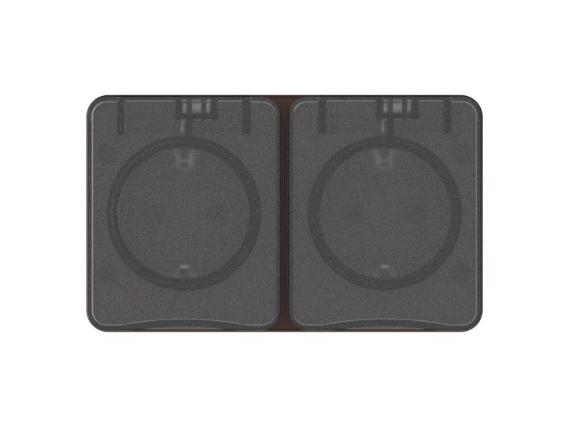  Розетка 2-м ОП AtlasDesign PROFI 16А IP54 заземл. защ. шторки корич. SE ATN546026 фото в каталоге от BTSprom.by