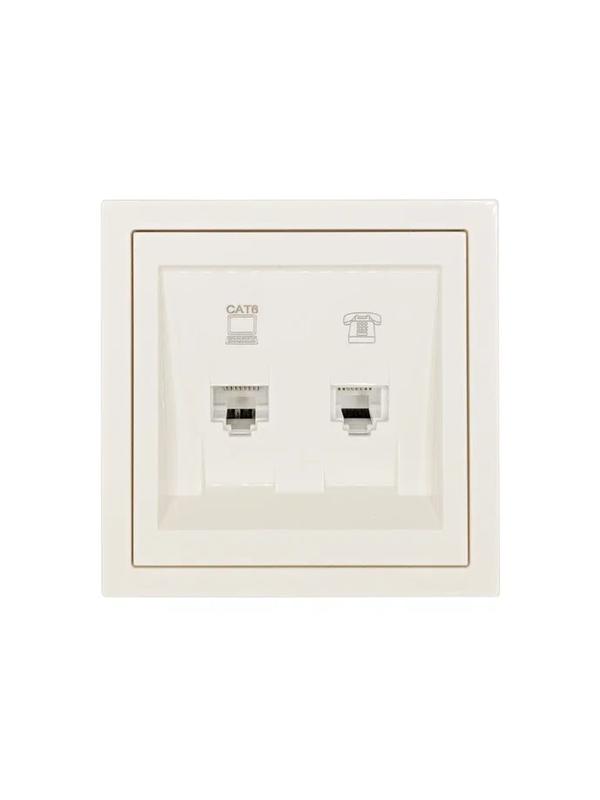  Розетка компьютер+телефон СП ZIMA IP20 с модулем Cat 6 слон. кость LEZARD 704-9088-144 фото в каталоге от BTSprom.by