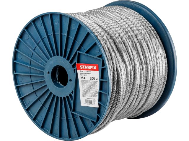 трос стальной, оцинк. м4 din 3055 (бухта 200 м) starfix smp-53674-200 от BTSprom.by