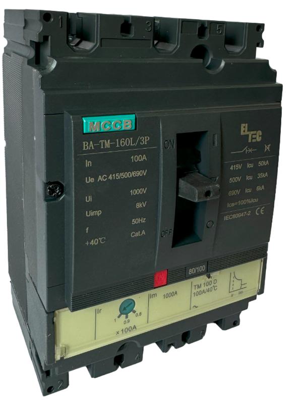 выключатель автоматический mccb ba-tm-160l/3p 100а (термомагнитый тм icu:50ka) eltec 1200100 от BTSprom.by