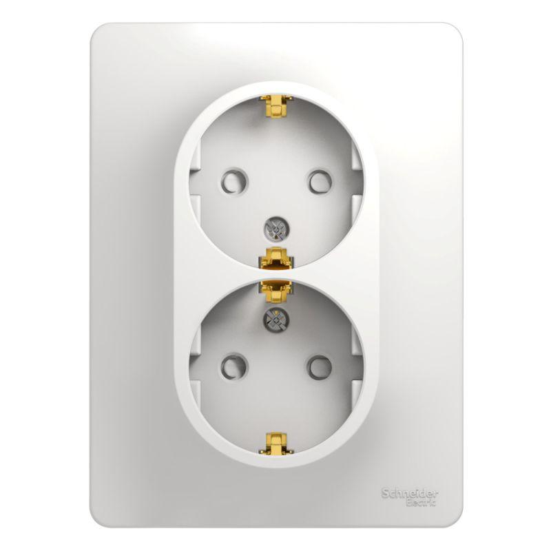 розетка 2-м сп glossa 16а ip20 с заземл. защ. шторки в сборе бел. se gsl000126 от BTSprom.by