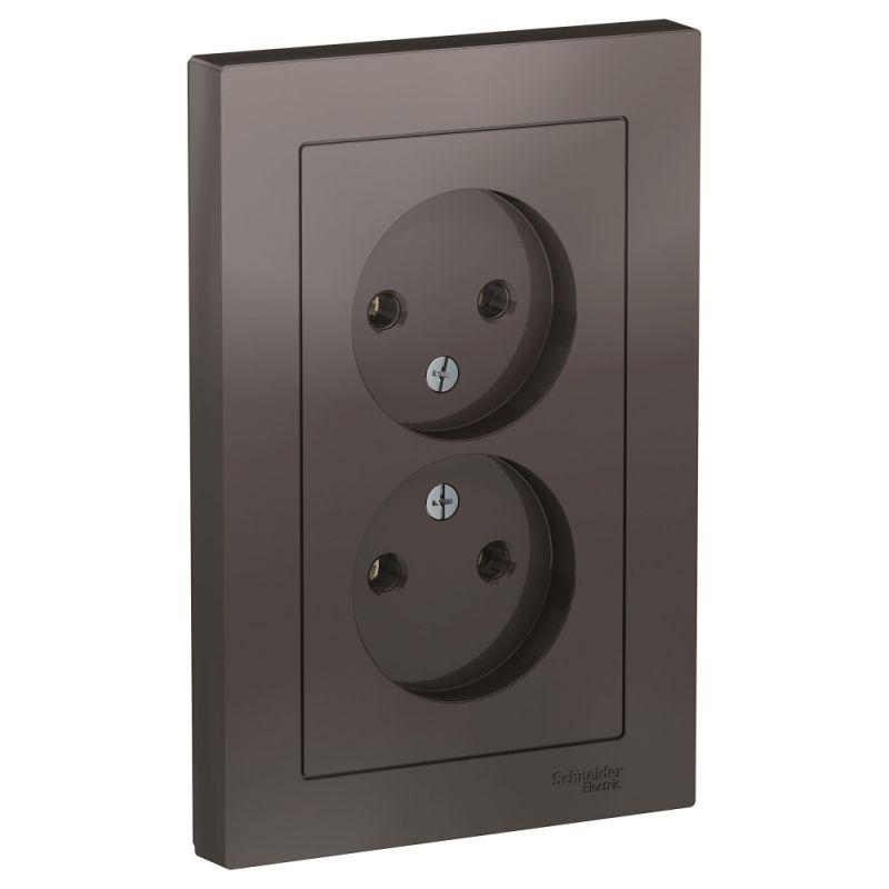 розетка 2-м сп atlasdesign 16а ip20 без заземл. в сборе мокко se atn000620 от BTSprom.by