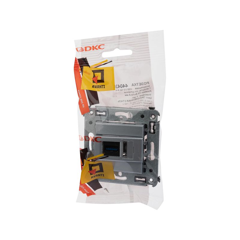  Розетка USB 3.0 1-м СП Avanti "Закаленная сталь" тип А-А DKC 4404303 фото в каталоге от BTSprom.by