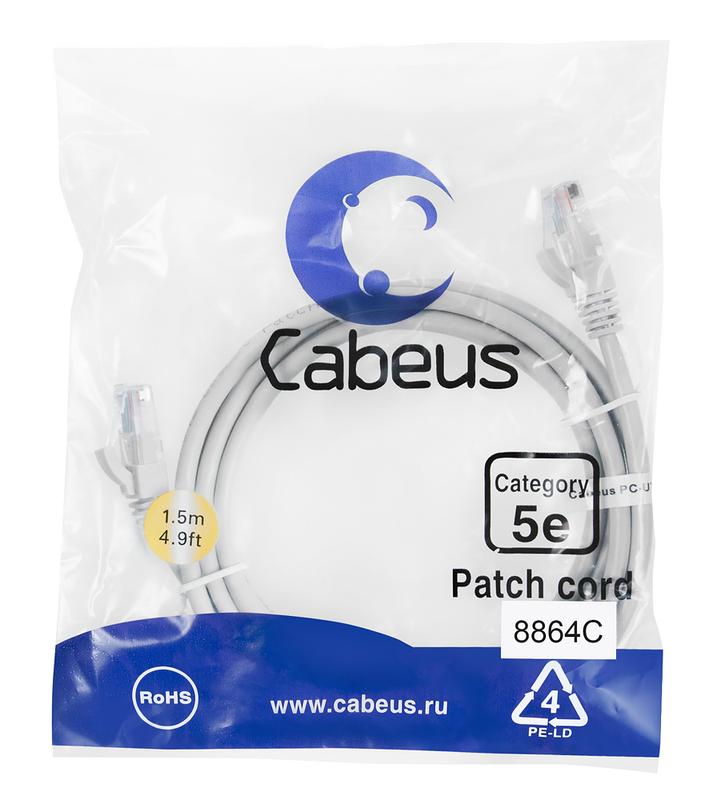 патч-корд u/utp кат.5e pc-utp-rj45-cat.5e-1.5m-lszh 2хrj45/8p8c неэкранир. lszh 1.5м сер. cabeus 8864c от BTSprom.by