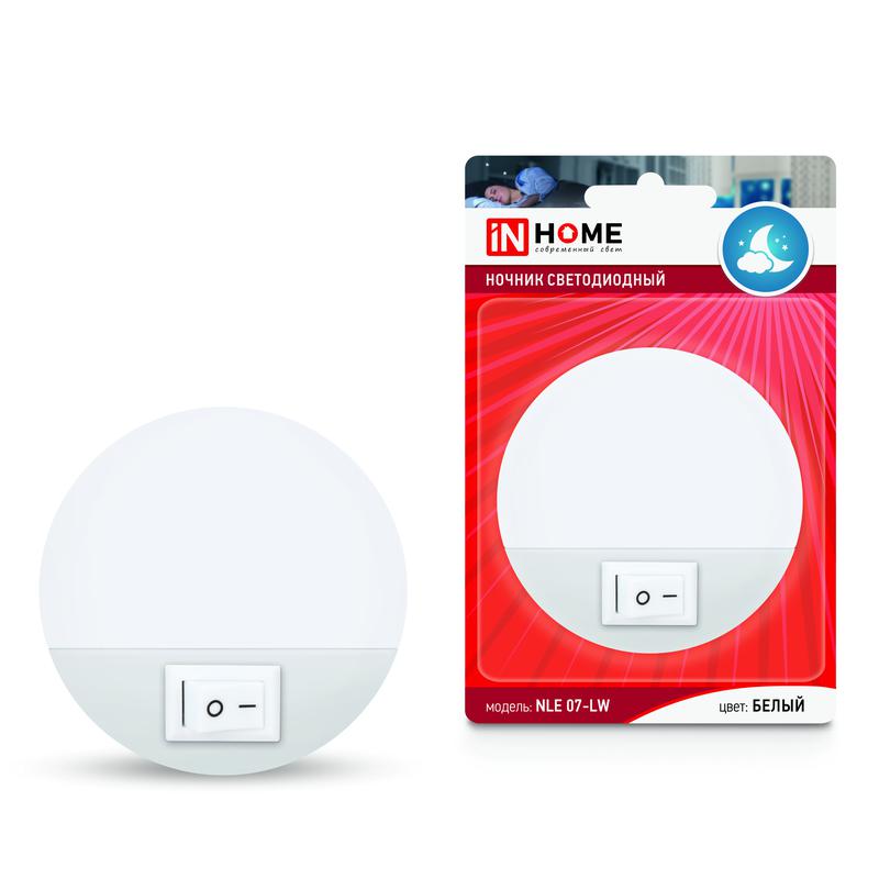 ночник светодиодный nle 07-lw 230в 230в с выкл. бел. in home 4690612028859 от BTSprom.by