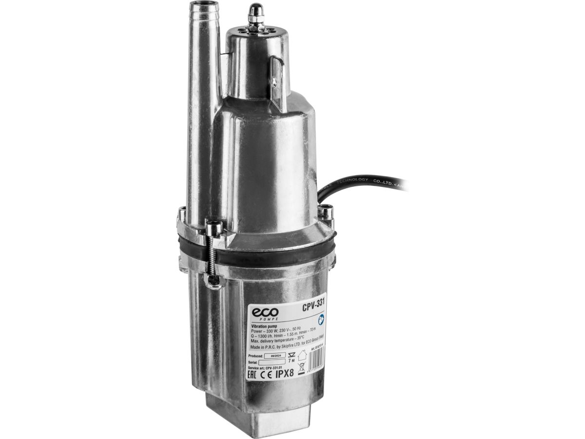 насос вибрационный eco cpv-331 (15м, верхний забор) (330вт, 1300 л/ч, пров. 15м 3х0,75 мм2, аналог насоса ручеек) ec4213-4 от BTSprom.by
