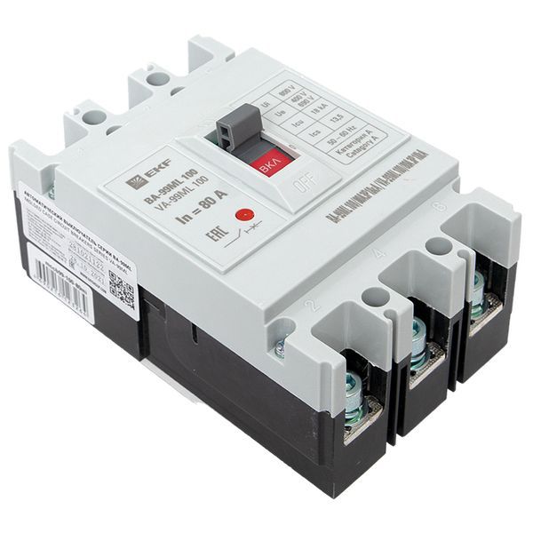  Выключатель автоматический 3п 100/80А 18кА ВА-99МL Basic EKF mccb99-100-80mi фото в каталоге от BTSprom.by