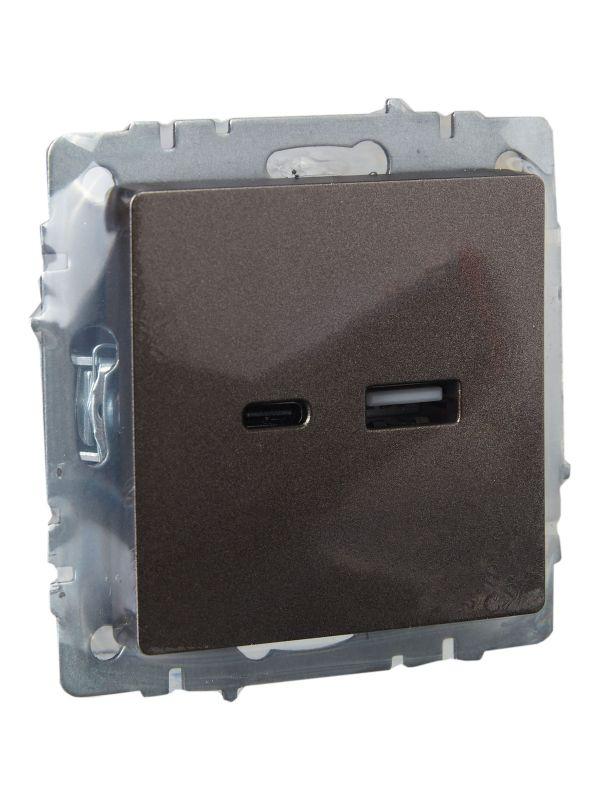  Розетка BRITE USB A+C 18Вт РЮ11-1-БрТБ механизм бронза IEK BR-U22-018-K45 фото в каталоге от BTSprom.by