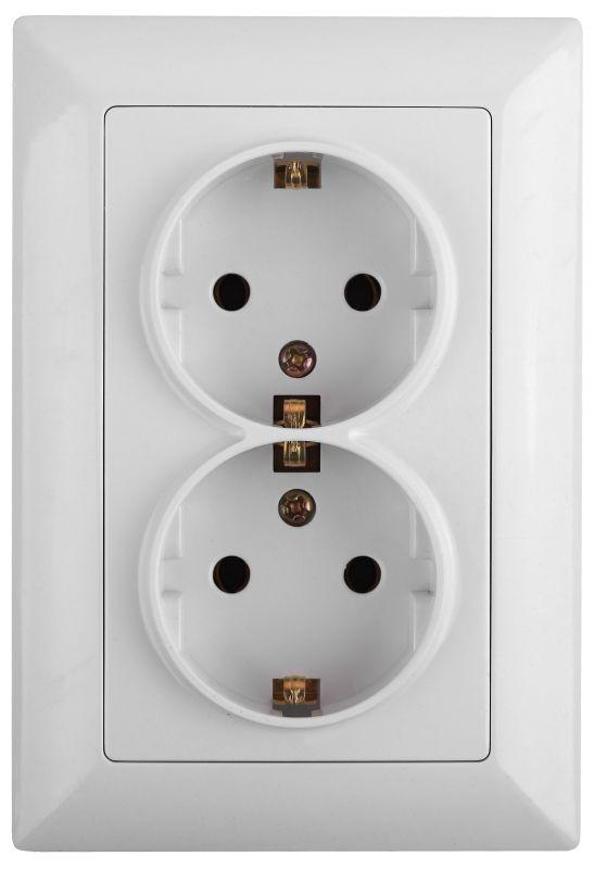 розетка 2-м сп solo 4-205-01 16а 250в 2p+e schuko бел. intro б0043333 от BTSprom.by