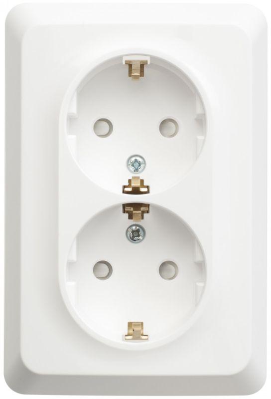  Розетка 2-м СП Этюд 16А IP20 250В с заземл. защ. шторки бел. SE PC16-108B фото в каталоге от BTSprom.by