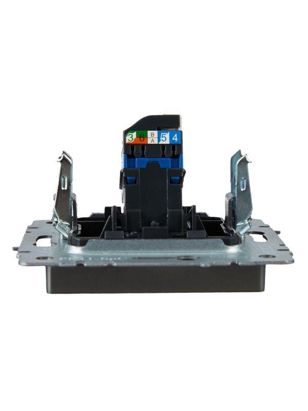  Розетка компьютерная СП RJ45 кат.6 BRITE РК11-БрС механизм сталь IEK BR-K10-2-K46 фото в каталоге от BTSprom.by