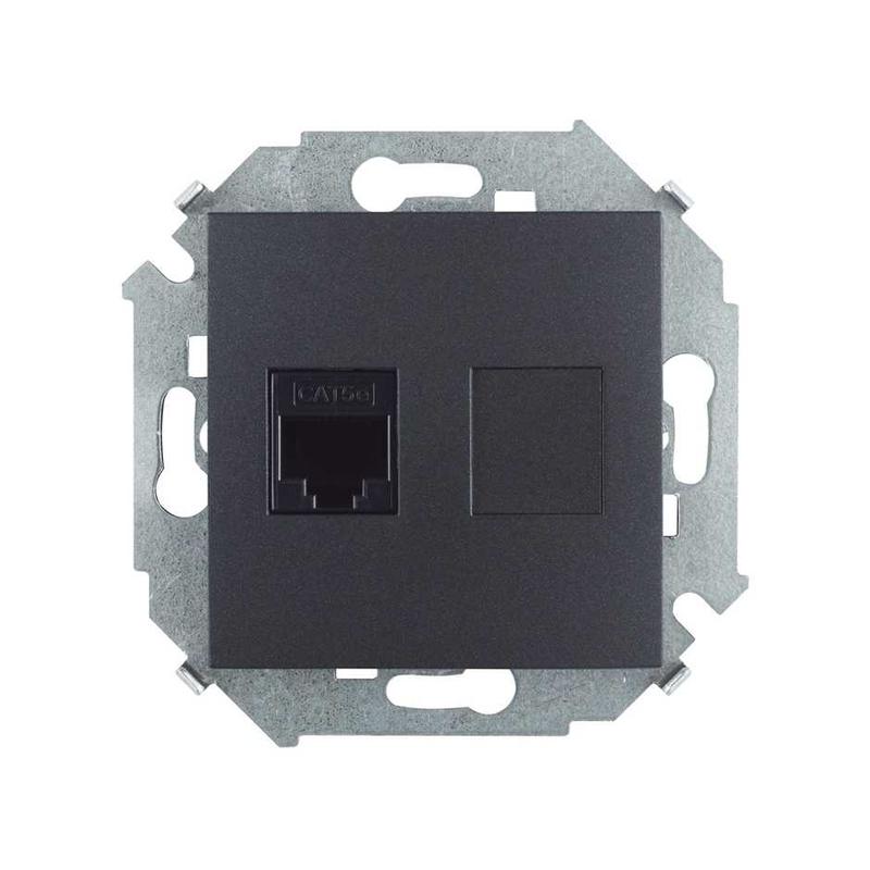 розетка компьютерная rj45 кат.5e amp графит simon 1591551-038 от BTSprom.by