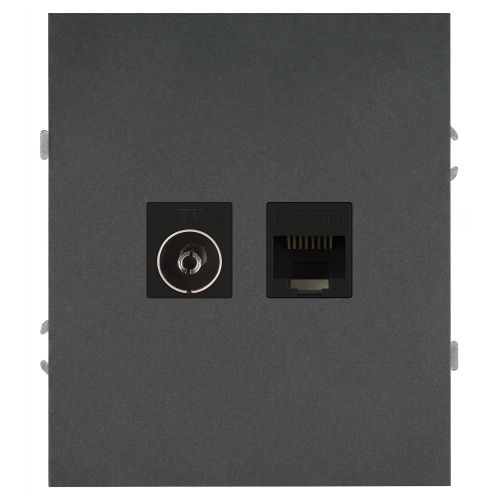 розетка комбинированная сп arktik rj45 + tv 16а ip20 250в графит эра б0070499 от BTSprom.by