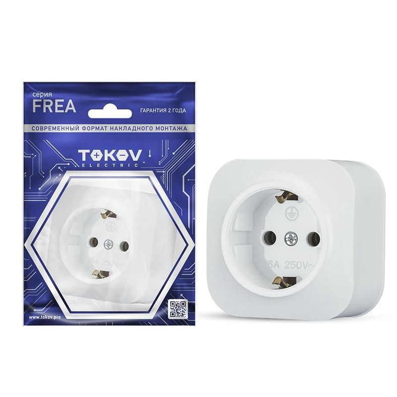 розетка 1-м оп frea 16а ip20 250в с заземл. абс-пластик бел. tokov electric tke-fr-r1z-c01 от BTSprom.by