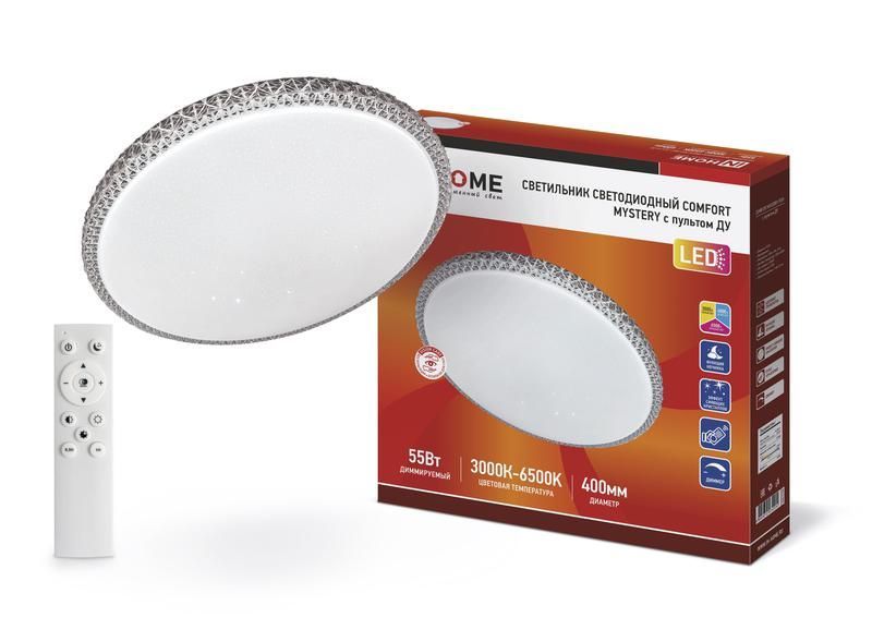 светильник светодиодный comfort mystery 55вт 3000-6500к 4400лм 230в 400х70мм с пультом ду in home 4690612034904 от BTSprom.by