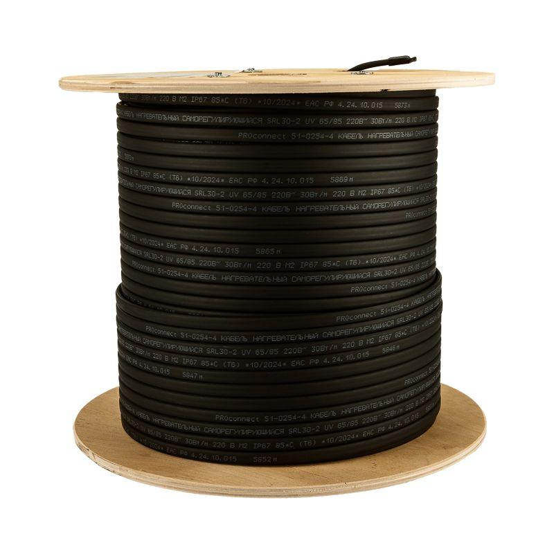  Кабель греющий саморег. для труб водостоков крыш 30КНС-2ЛП-65/85 UV неэкранированный 30Вт/м 200м PROCONNECT 51-0254-4 фото в каталоге от BTSprom.by