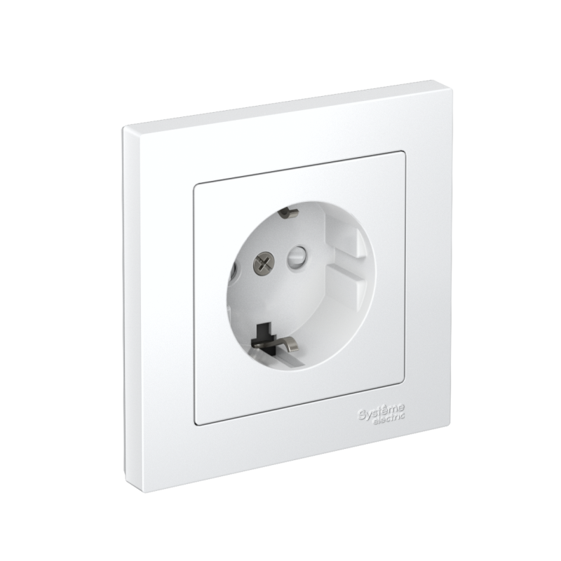 розетка atlasdesign 16а с заземл. защ. шторки быстрозажим. клем. в сборе бел. se atn000144s от BTSprom.by