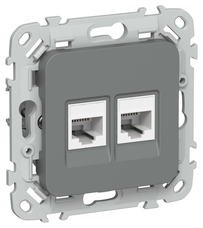 розетка компьютерная 2-м сп flite рк5е-2-0-флма rj45 кат.5e utp механизм мокрый асфальт iek fi-k22-1-k80 от BTSprom.by