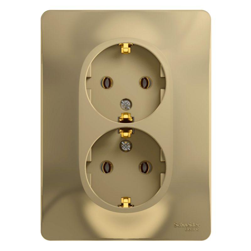 розетка 2-м сп glossa 16а ip20 с заземл. в сборе титан se gsl000424 от BTSprom.by