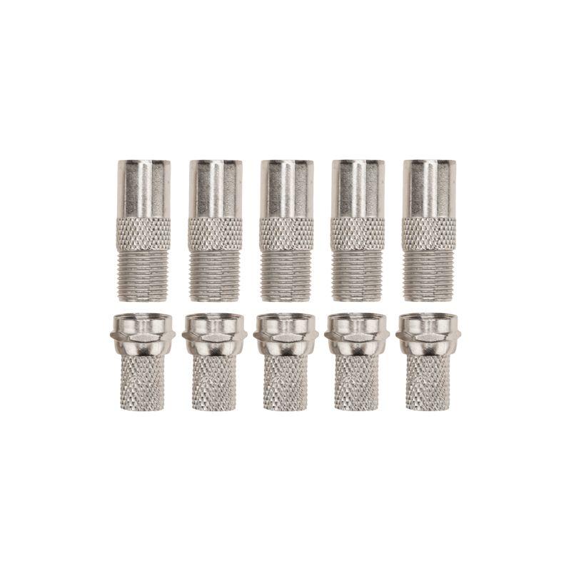  Набор разъемов антенных ТВ №8 (5 угловых переходников штекер F - гнездо F; 5 F-разъемов RG-6) (уп.5шт) PROCONNECT 05-4203-4-8 фото в каталоге от BTSprom.by