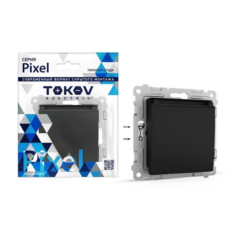 розетка 1-м сп pixel 16а ip20 с заземл. защ. шторки с крышкой механизм карбон tokov electric tke-px-r1zsw1-c14 от BTSprom.by