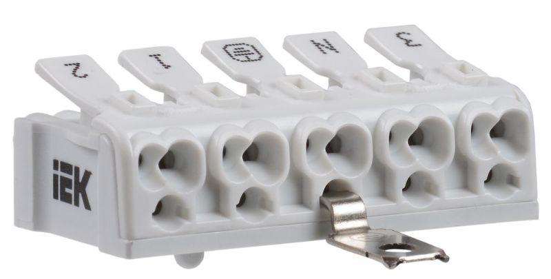 клемма пружинная соединительная кспнз5-3l+n+pe iek ukz-b06-5p-f1-e1-10 от BTSprom.by