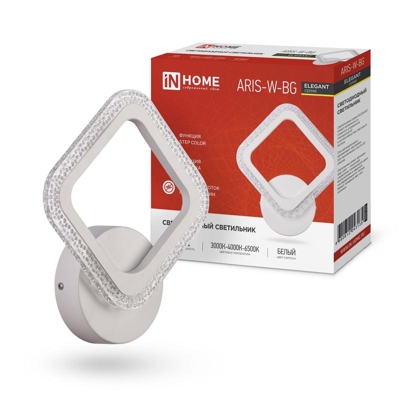 светильник светодиодный elegant aris-w-bg 15вт 3000-6500к 1050лм 230в step color бел. in home 4690612043135 от BTSprom.by