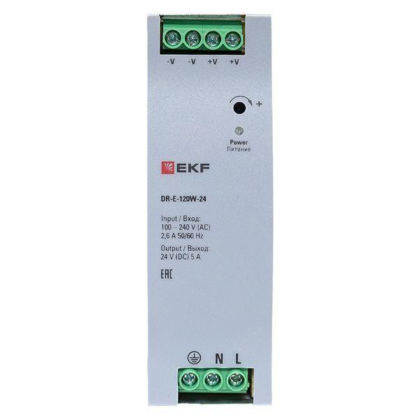  Блок питания на DIN-рейку 120Вт Uвх ~ 220В AC Uвых - 24В DC постоянного тока EKF DR-E-120W-24 фото в каталоге от BTSprom.by