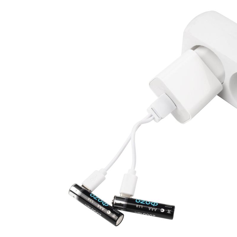  Аккумулятор литиевый AAA 1.5В Li-Ion 1000мВт.ч 660мА.ч зарядка от Type-C шнур в комплекте BL-2 (уп.2шт) ФАZА 5061637 фото в каталоге от BTSprom.by