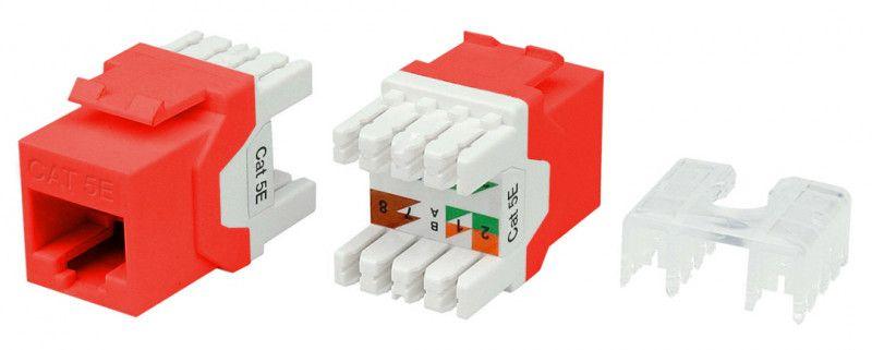 вставка keystone jack rj45 (8p8c) кат.5e 180град. kj8-8p8c-c5e-180-rd красн. hyperline 432637 от BTSprom.by