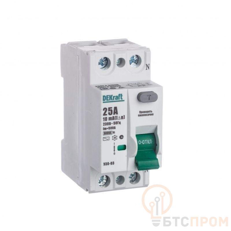 Выключатель дифференциального тока (УЗО) 2п 25А 10мА тип AC 6кА УЗО-03 DEKraft 14051DEK фото в каталоге от BTSprom.by  Выключатель дифференциального тока (УЗО) 2п 25А 10мА тип AC 6кА УЗО-03 DEKraft 14051DEK фото в каталоге от BTSprom.by