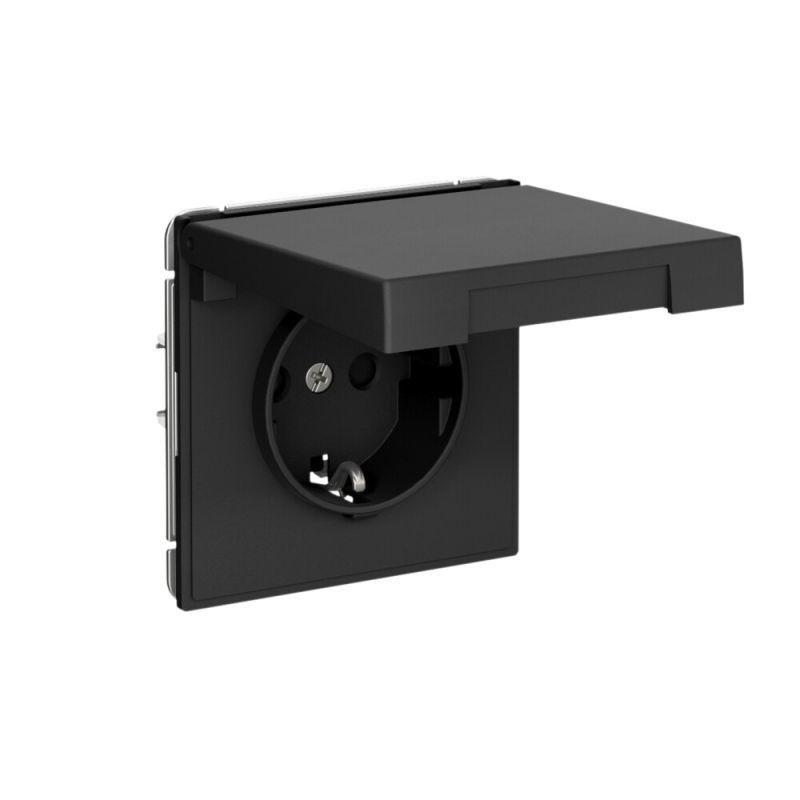  Розетка ArtGallery 16А IP20 с заземл. со шторками с крышкой быстрозажим. клем. механизм карбон SE GAL001046S фото в каталоге от BTSprom.by