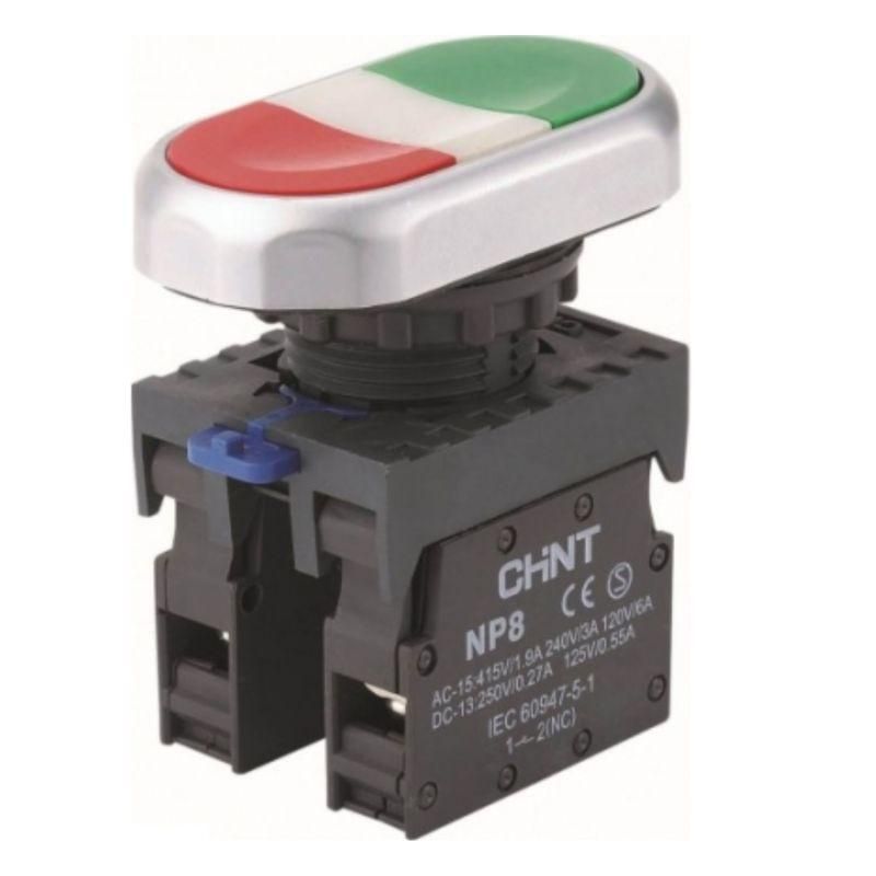 кнопка двойная np8-11s 1но+1нз ip65 (r) chint 667178 от BTSprom.by
