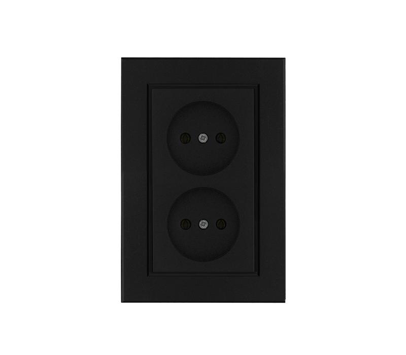 розетка двойная без заземления karea черн. makel 56054017 от BTSprom.by