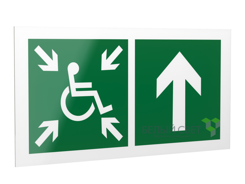 знак безопасности ps-40206.e77"напр.движ. к пункту сбора(безоп.зоне)мгн прямо" белый свет a20631 от BTSprom.by