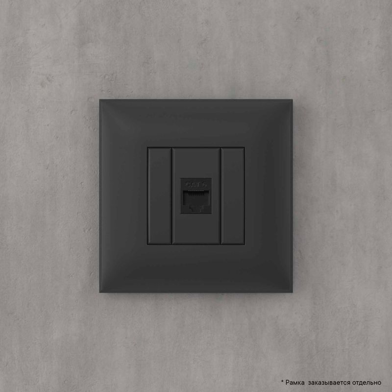  Розетка компьютерная 1-м СП Avanti "Черный матовый" RJ45 кат.6 без шторок механизм DKC 4412693 фото в каталоге от BTSprom.by