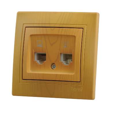 розетка компьютерная + телефонная 2-м сп mira rj45 + rj11 ольха lezard 701-0701-143 от BTSprom.by