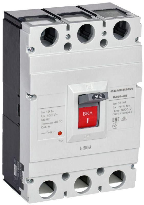 выключатель автоматический 3п 500а 35ка ва66-39 generica sav50-3-0500-g от BTSprom.by